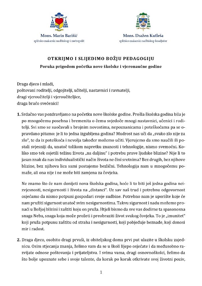 Poruka prigodom nove skolske godine - 2021 page-0001-opt